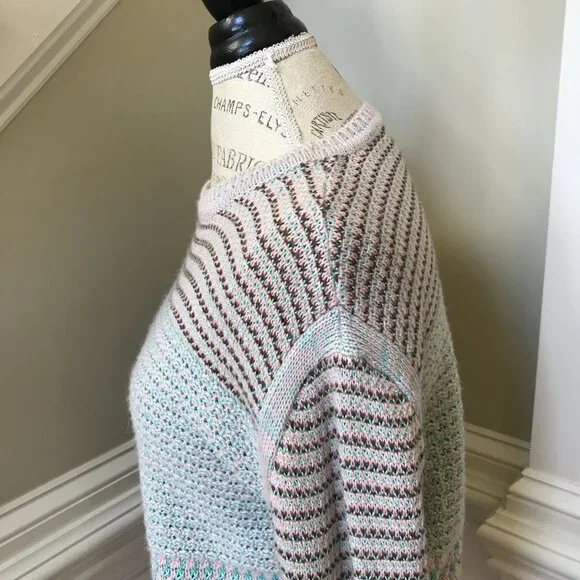 Rachel Comey Prescot Sweater Womens Small Blue Pink Crew Neck Alpaca Cotton Knit - Picture 8 of 10